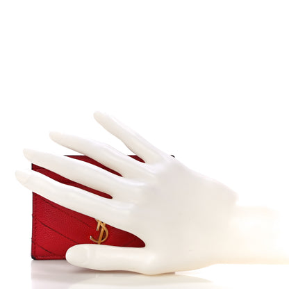Saint Laurent Grain De Poudre Matelasse Chevron Monogram Credit Card Case New Red 2 of 18