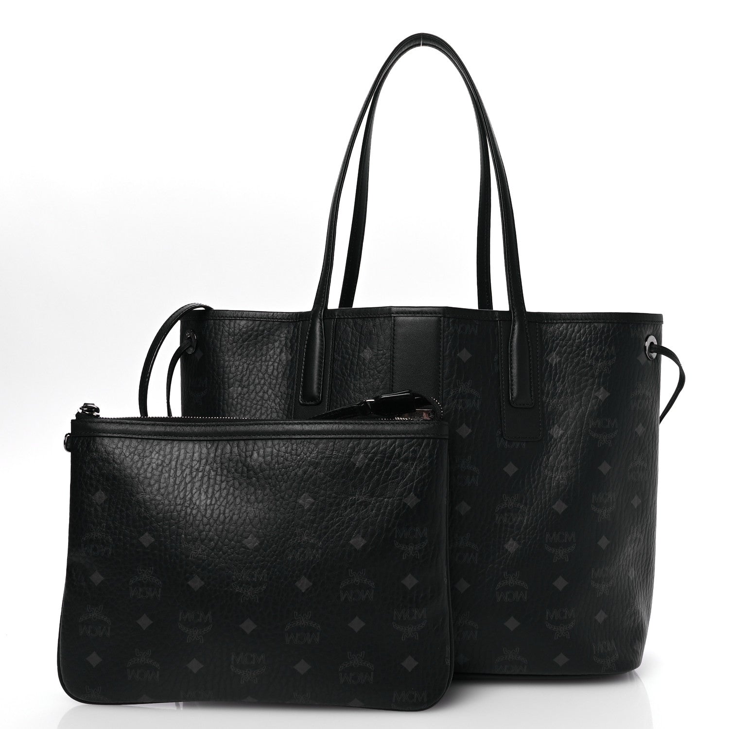 MCM Visetos Medium Liz Reversible Shopper Tote Black 3 of 17