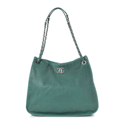 Chanel Calfskin Perforated Up In The Air Tote Green 1 of 12