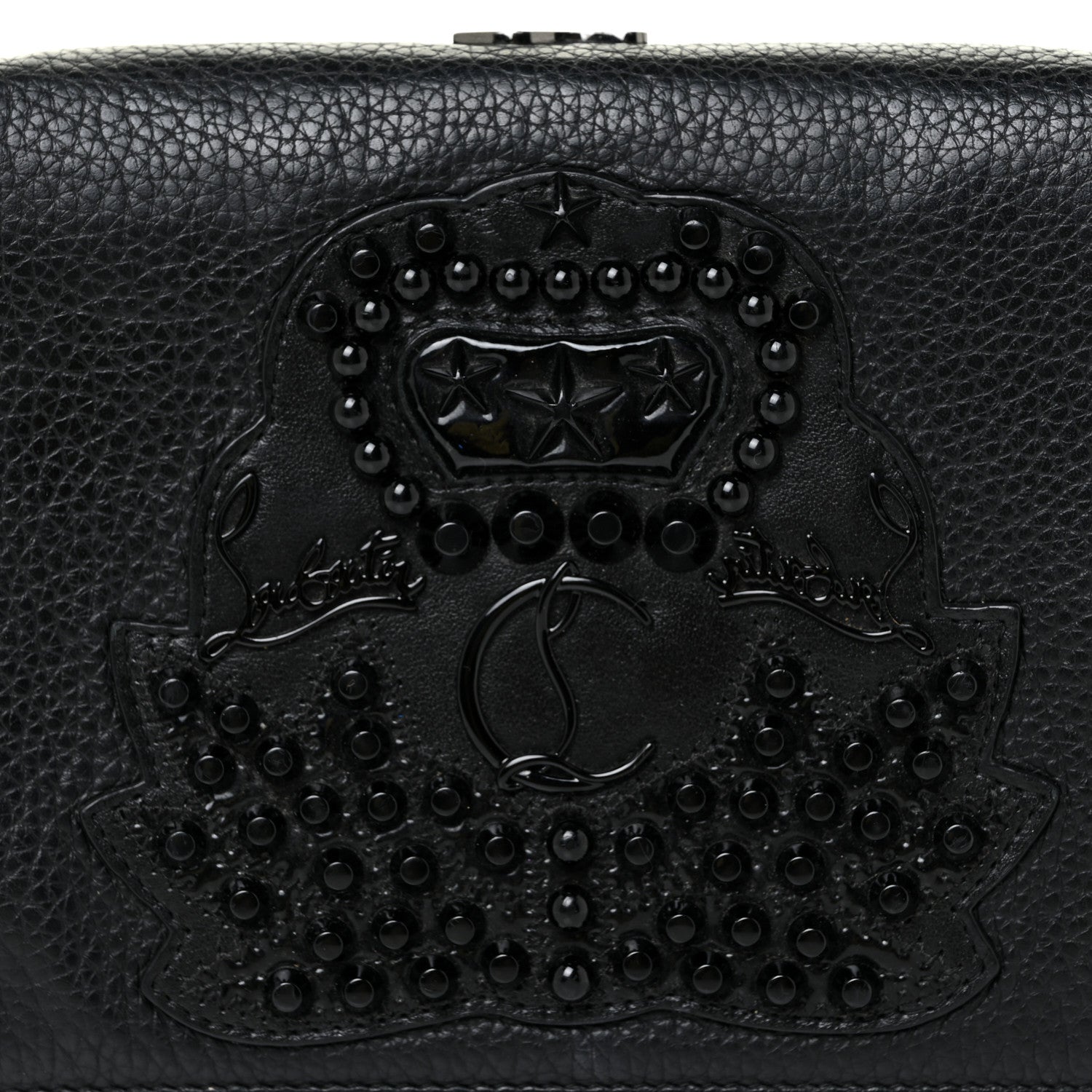 Christian Louboutin Calfskin Embellished Baguette Black 8 of 21