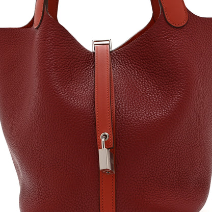 Hermes Taurillon Clemence Swift Picotin Lock 22 MM Rouge H Brique 8 of 10