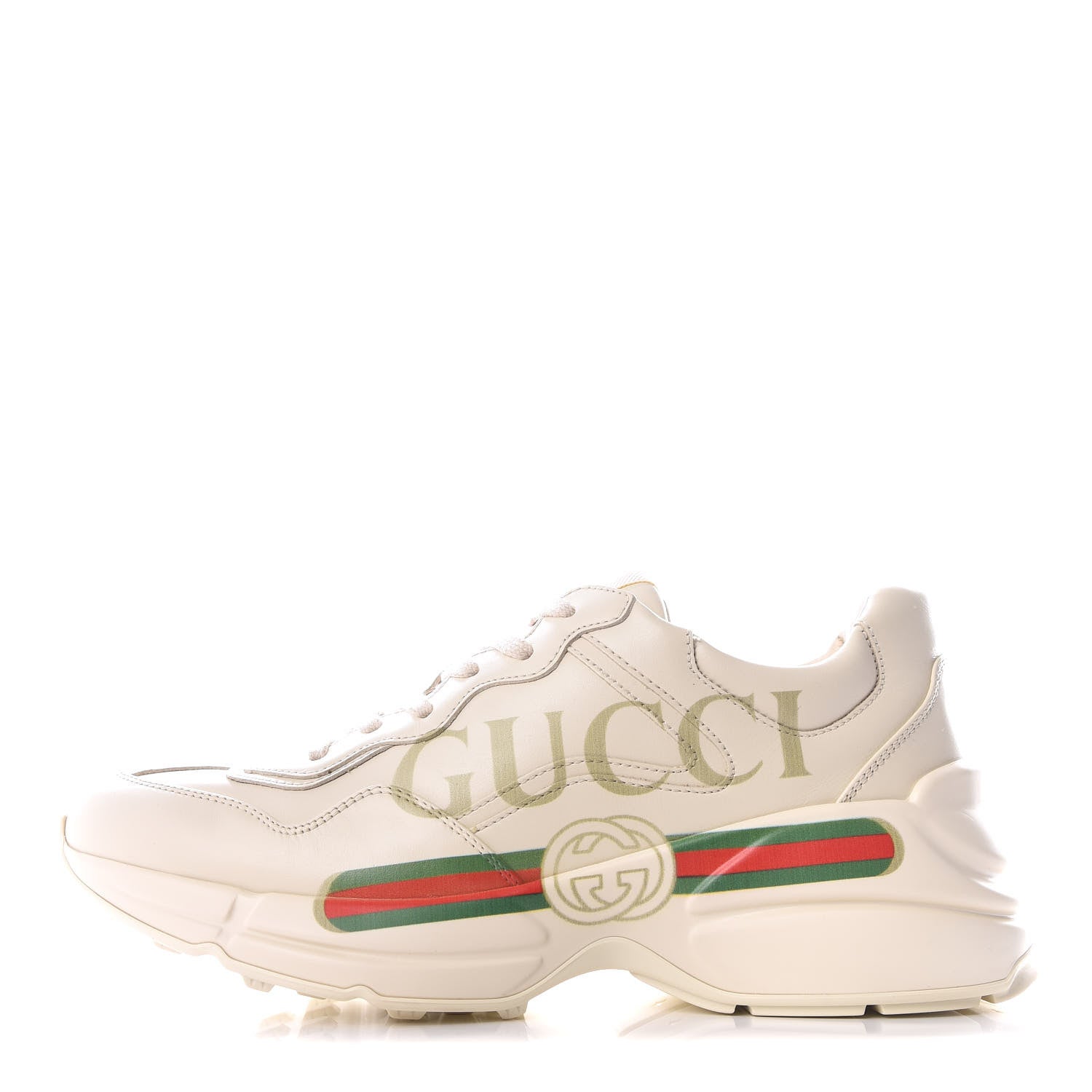 Gucci Calfskin Logo Womens Rhyton Sneakers 38 Ivory 1 of 9
