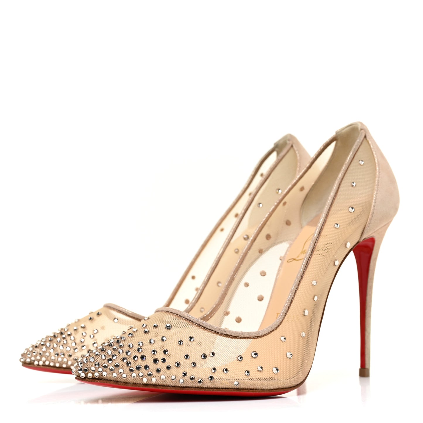 Suede Silk Crystal Strass Follies 100 Pumps 37.5 Light Silk