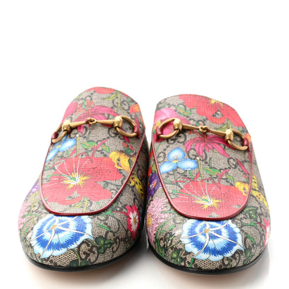 Gucci GG Supreme Monogram Flora Womens Princetown Slippers 39.5 Beige Ebony Multicolor Rosso 2 of 11