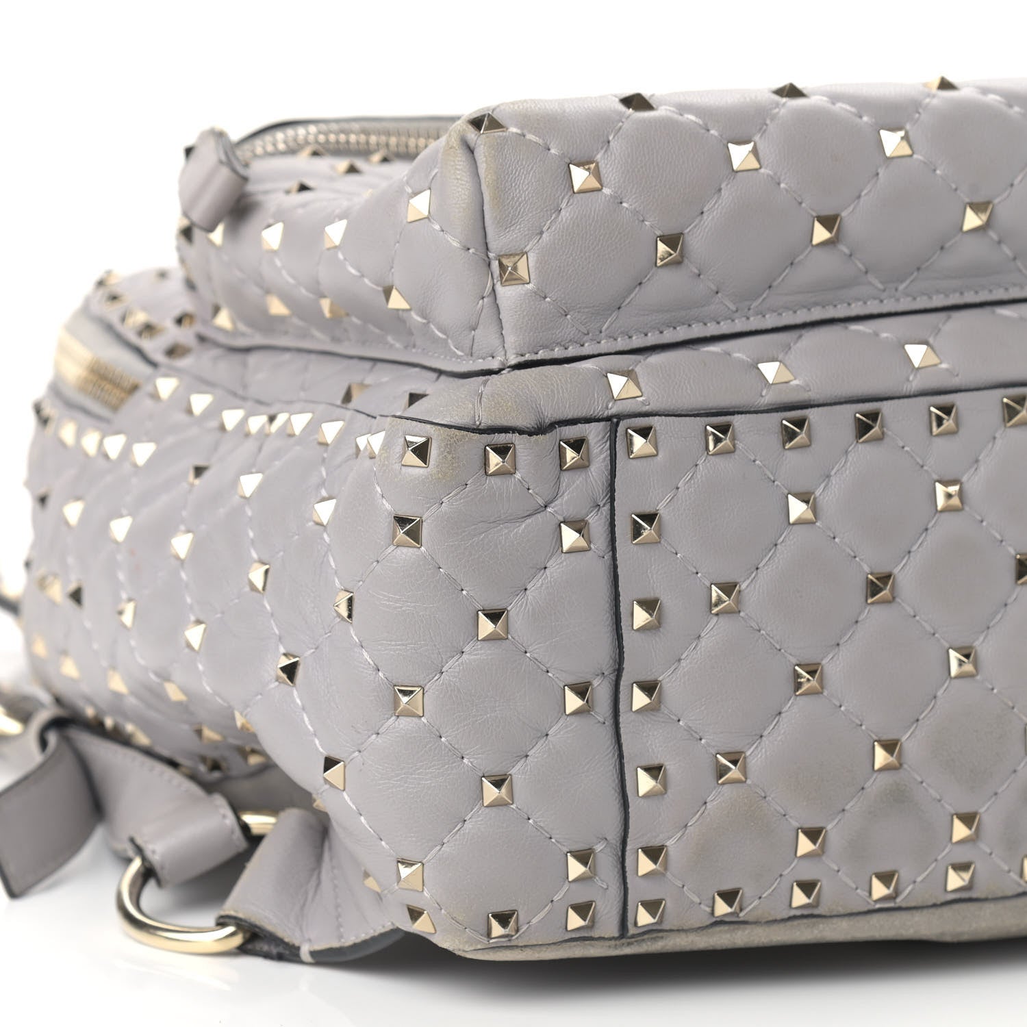 Valentino Garavani Nappa Quilted Medium Rockstud Spike Backpack Pastel Grey 6 of 10