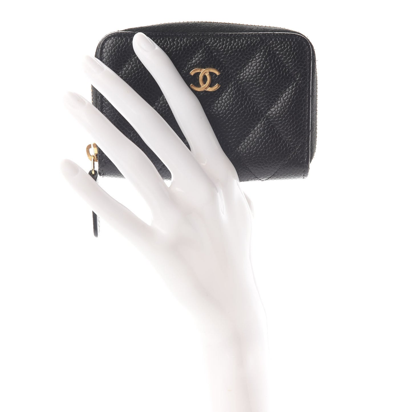 Caviar Quilted Zip Coin Purse Black
