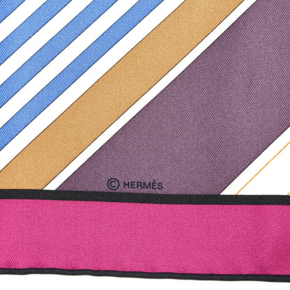 Hermes Silk Les Courses Scarf 90 Fuchsia Vert Lie De Vin 4 of 4