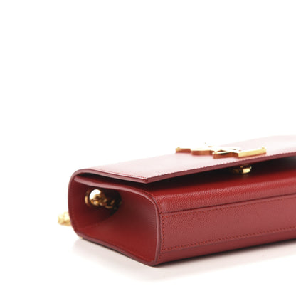 Saint Laurent Grain De Poudre Small Monogram Kate Satchel Red 6 of 12