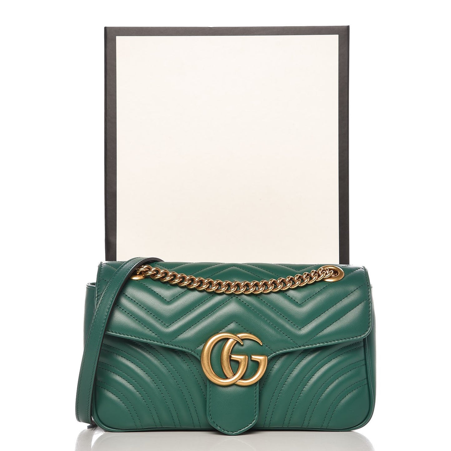 Calfskin Matelasse Small GG Marmont Shoulder Bag Emerald Green