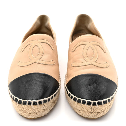 Chanel Lambskin CC Espadrilles 38 Beige Black 3 of 12