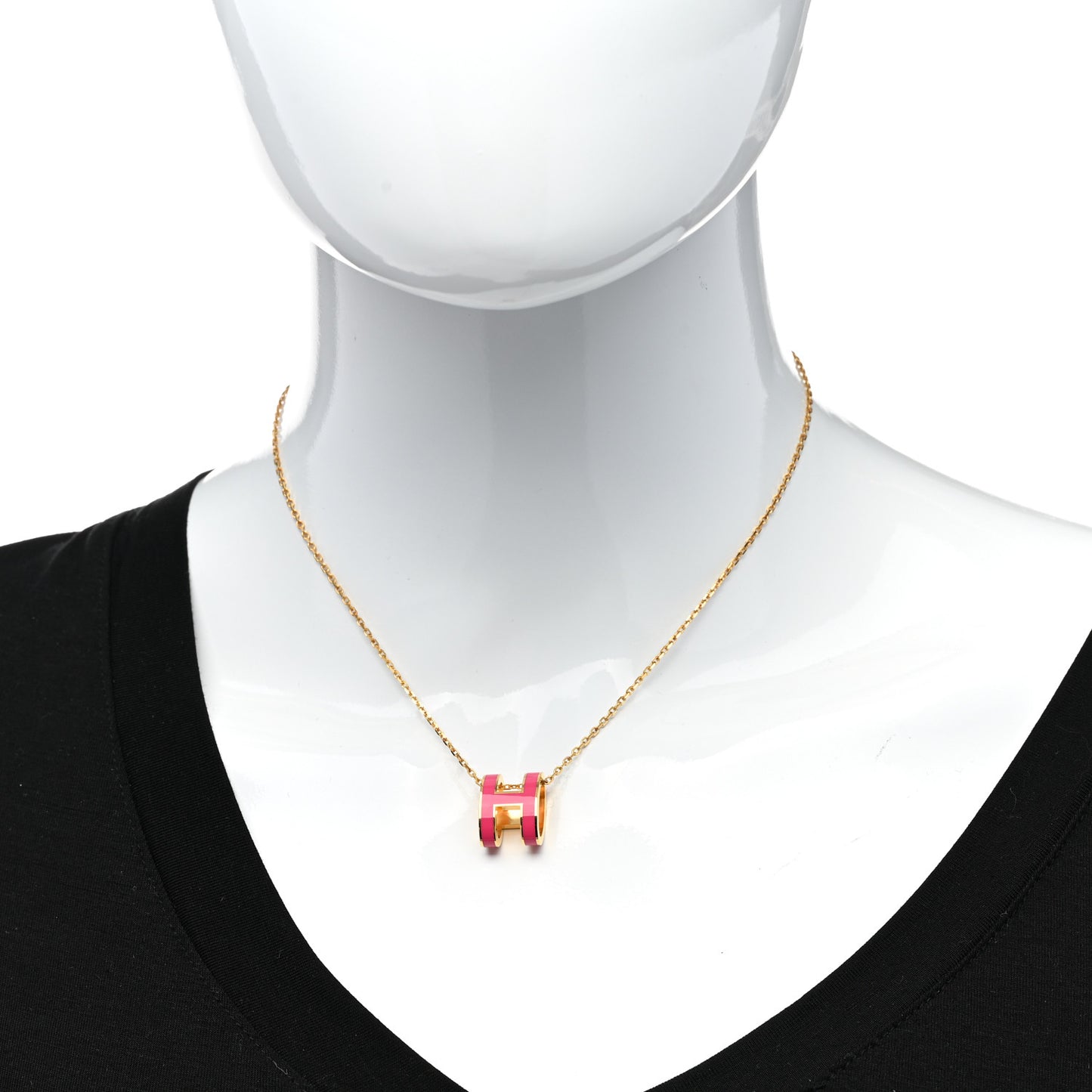 Lacquered Gold Pop H Pendant Necklace Rose Extreme