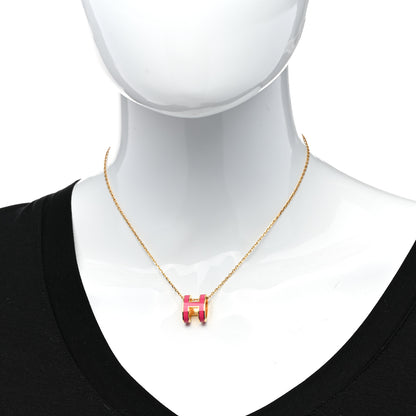 Hermes Lacquered Gold Pop H Pendant Necklace Rose Extreme 2 of 7