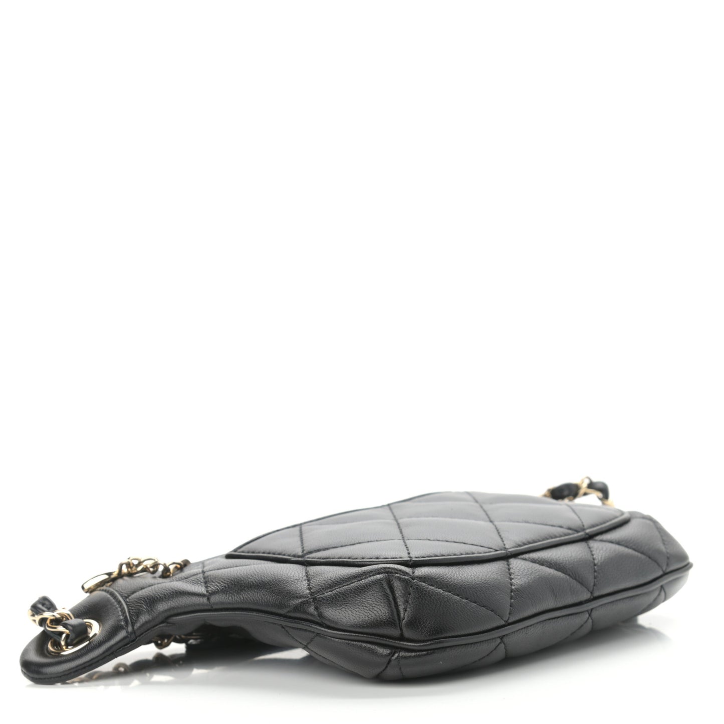 Lambskin Quilted Waist Belt Bag Black