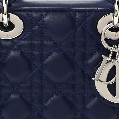 Christian Dior Lambskin Cannage Small Lucky Badges My Lady Dior Navy 8 of 10