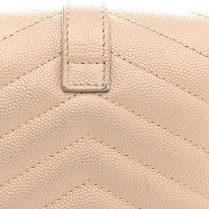 Saint Laurent Grain De Poudre Mixed Matelasse Triquilt Monogram Chain Wallet Dark Beige 11 of 12