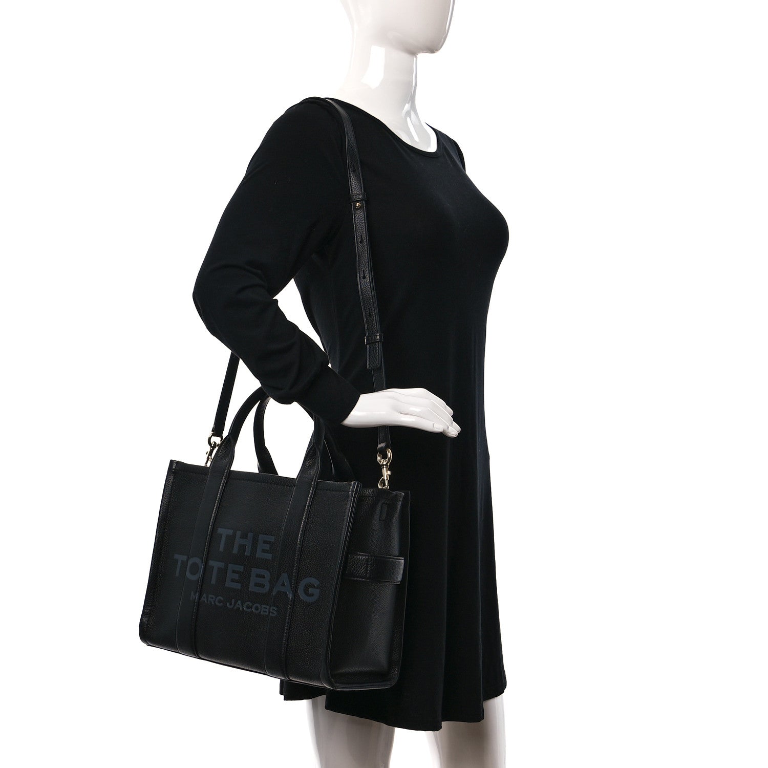 Marc Jacobs Grained Calfskin Medium The Tote Bag Black 3 of 12