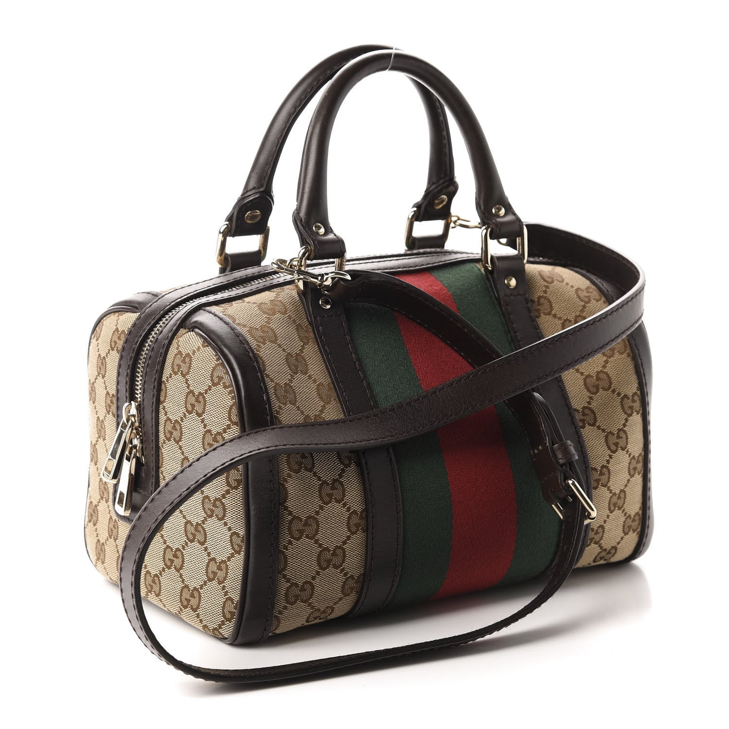Monogram Vintage Web Small Boston Dark Brown