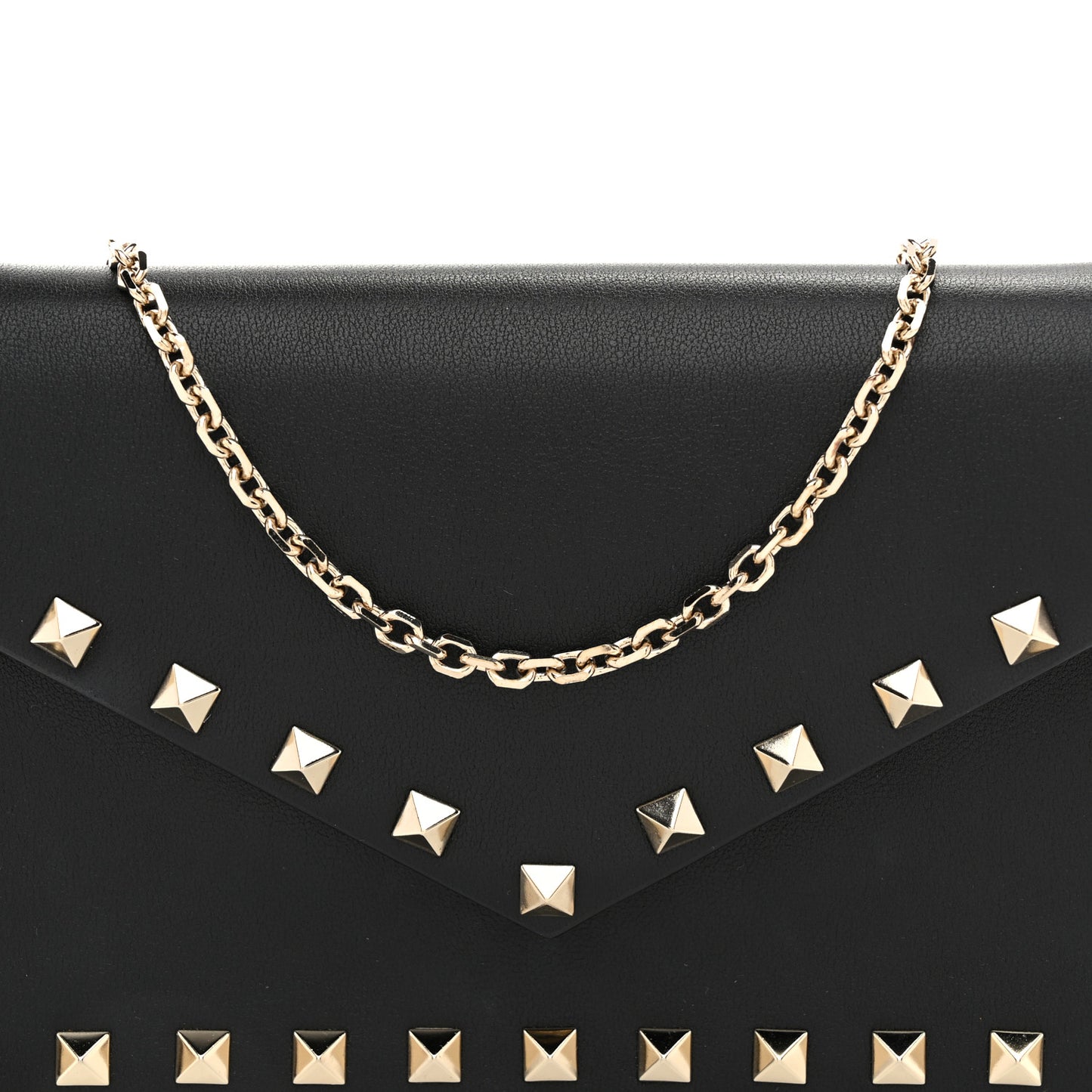 Vitello Rockstud Envelope Wallet on Chain Black