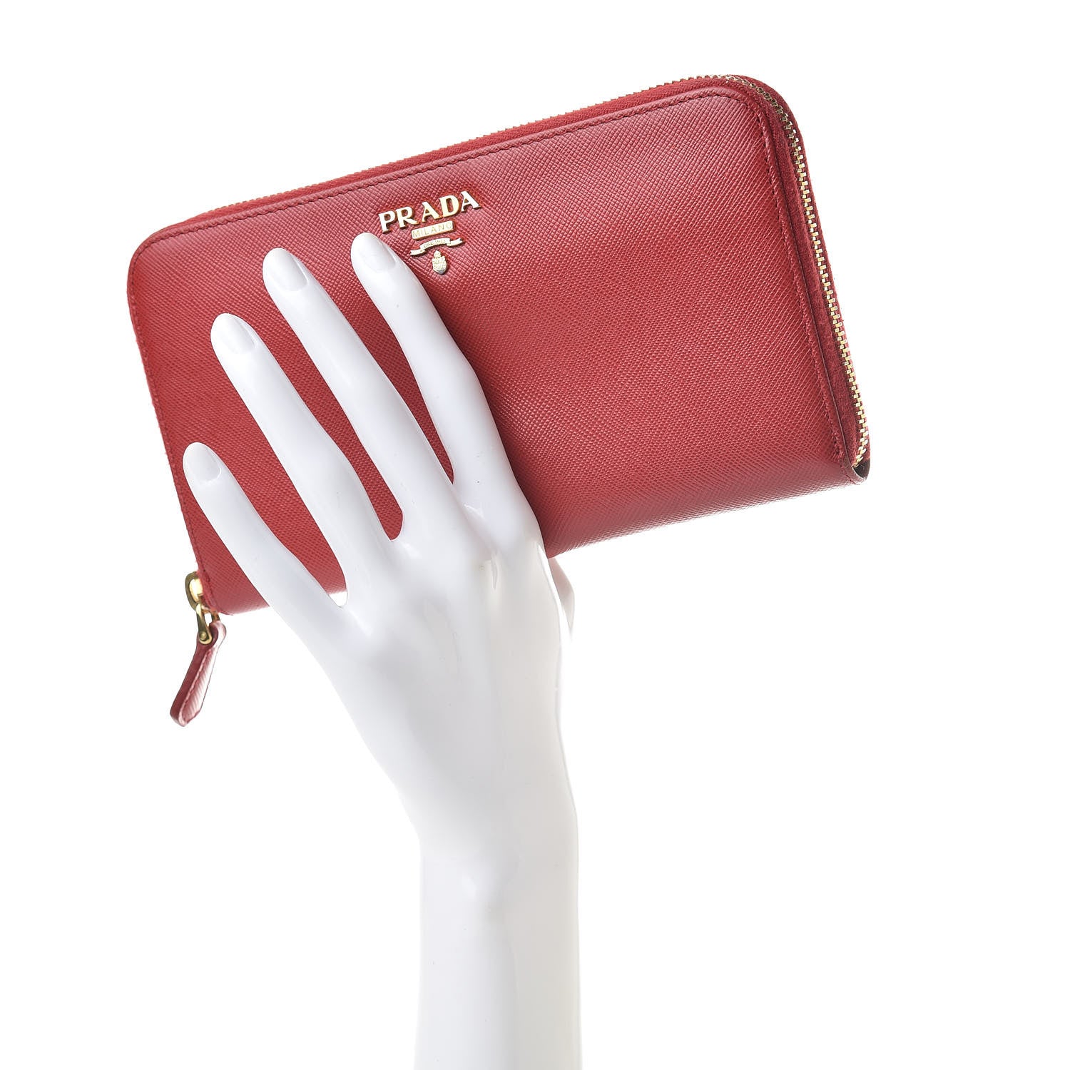 Prada Saffiano Zip Around Wallet Fuoco 2 of 13