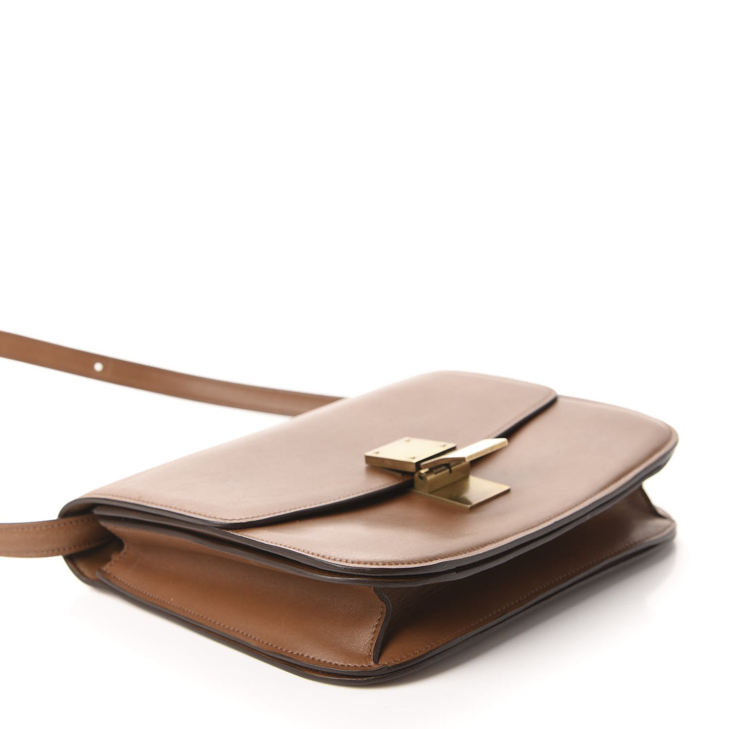 Box Calfskin Medium Classic Box Flap Bag Camel