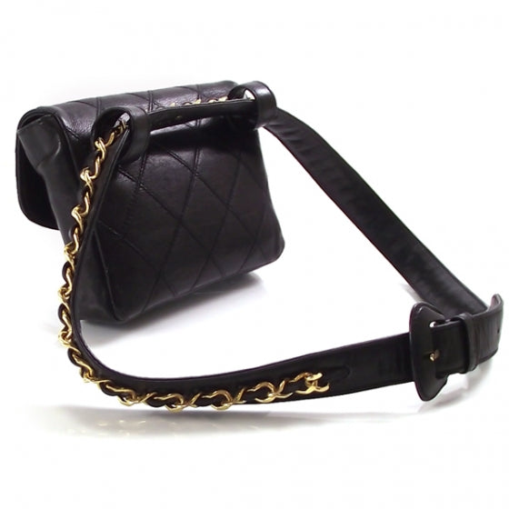 Vintage Lambskin Flap Belt Black