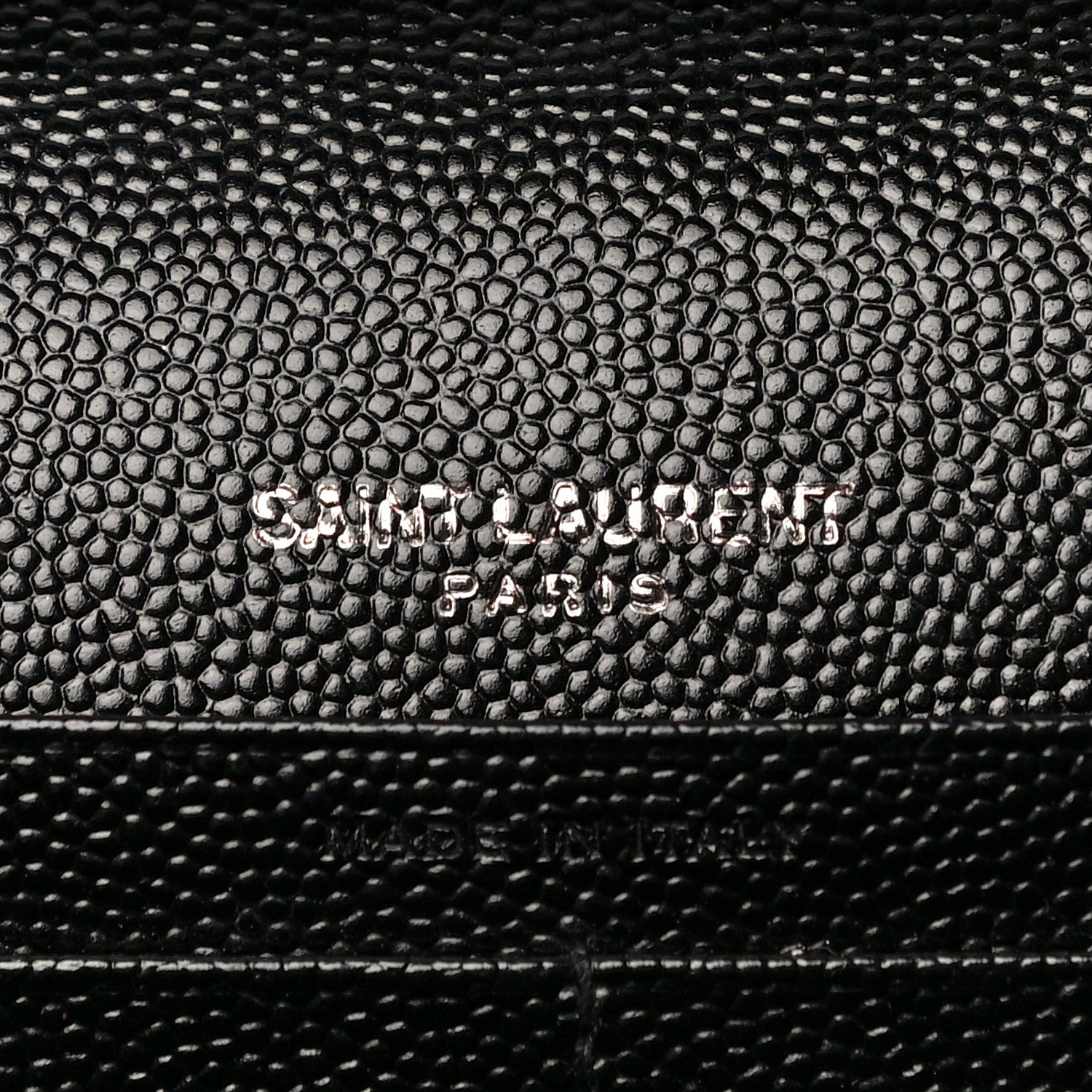 Saint Laurent Grain De Poudre Matelasse Chevron Monogram Chain Wallet Black 6 of 12