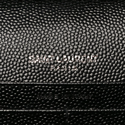 Saint Laurent Grain De Poudre Matelasse Chevron Monogram Chain Wallet Black 6 of 12