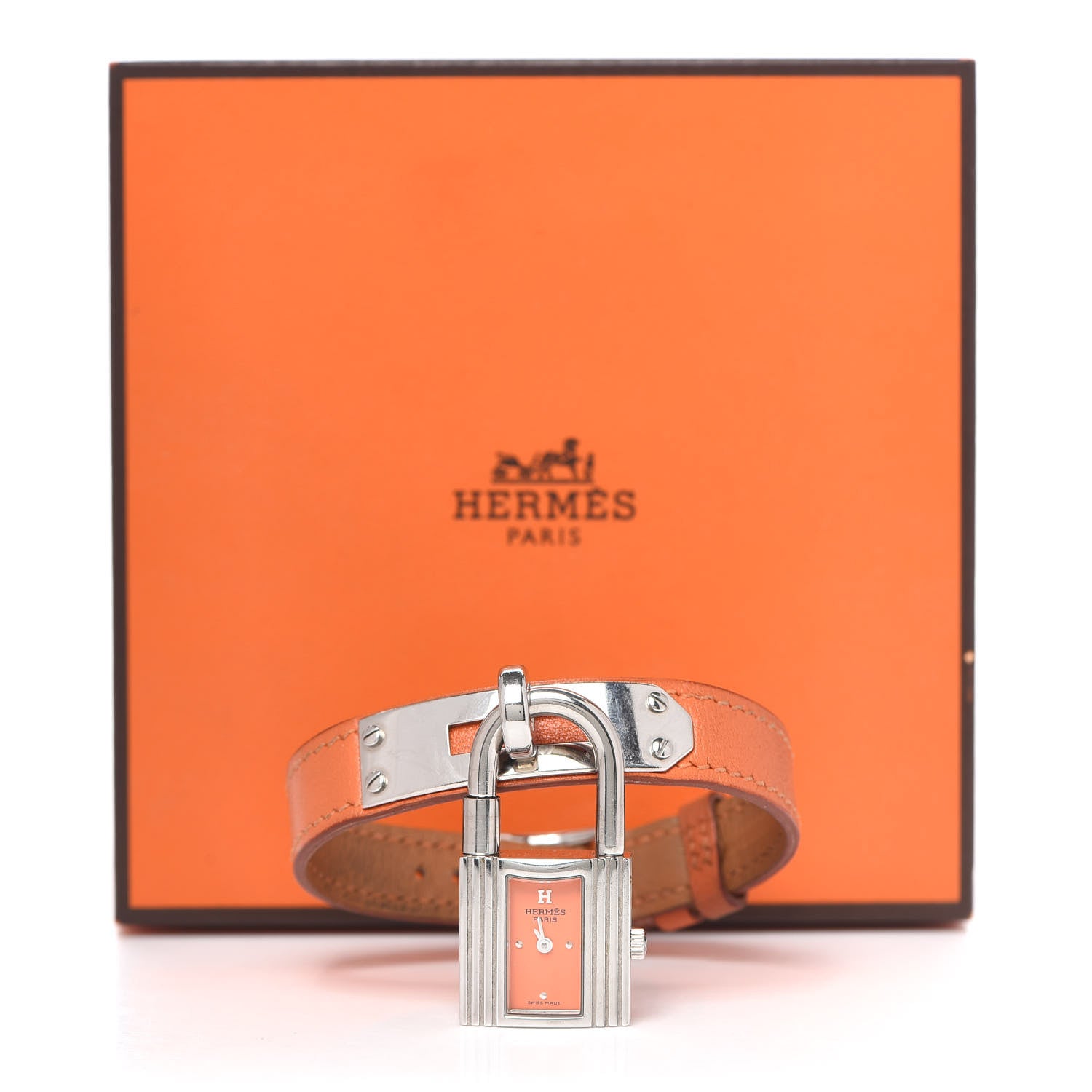 Hermes Stainless Steel Swift 20mm Kelly Cadena Quartz Watch Orange 5 of 5