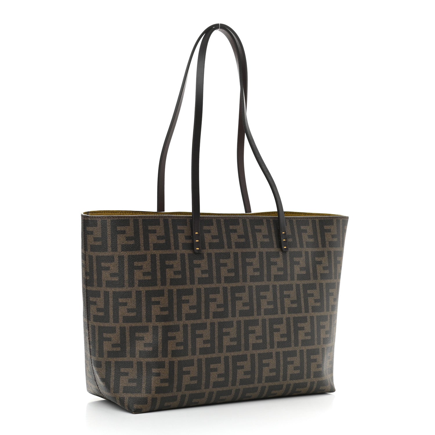 Fendi Zucca Spalmati Small Roll Tote Tobacco Yellow 3 of 10