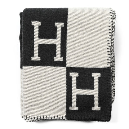 Hermes Wool Cashmere Avalon Blanket Ecru Gris Fonce 1 of 3