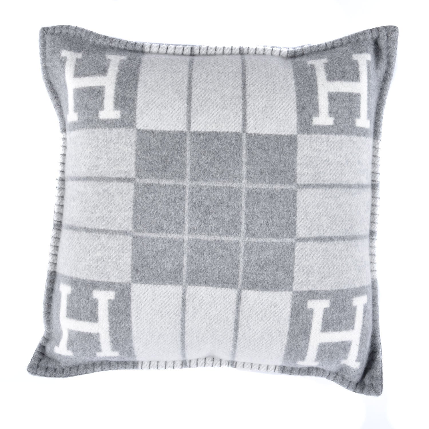 Hermes Wool Cashmere Avalon III Pillow PM Ecru Gris Clair 1 of 3