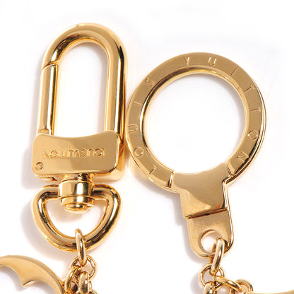 Louis Vuitton Brass Enamel Fleur De Monogram Bag Charm Chain Gold 3 of 6