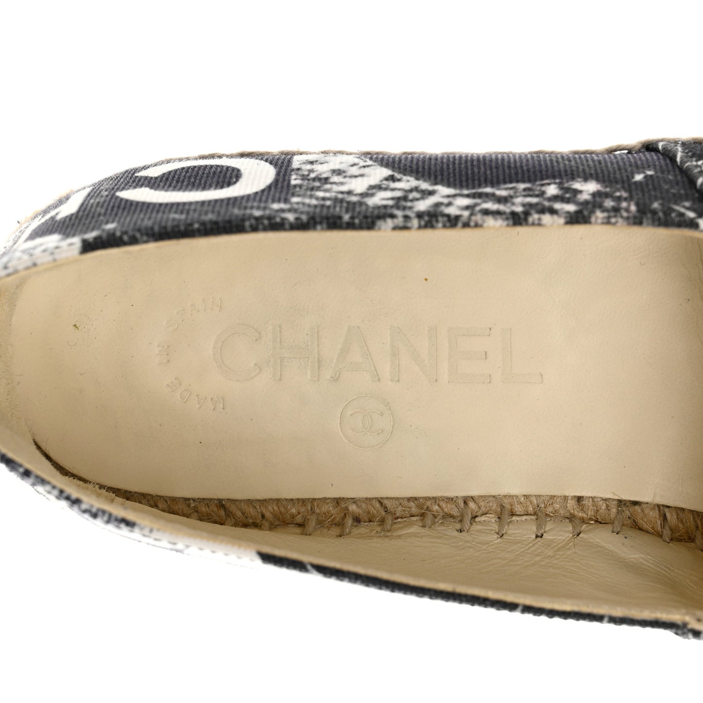 Printed Canvas Grosgrain 31 Rue Cambon Espadrilles 38 Black White
