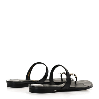 Chanel Patent CC Toe Ring Sandals 37 Black 4 of 12