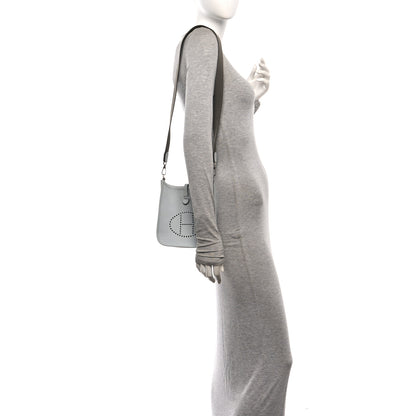 Hermes Taurillon Clemence Amazone Evelyne Short Strap TPM Bleu Pale Gris Etain 2 of 11