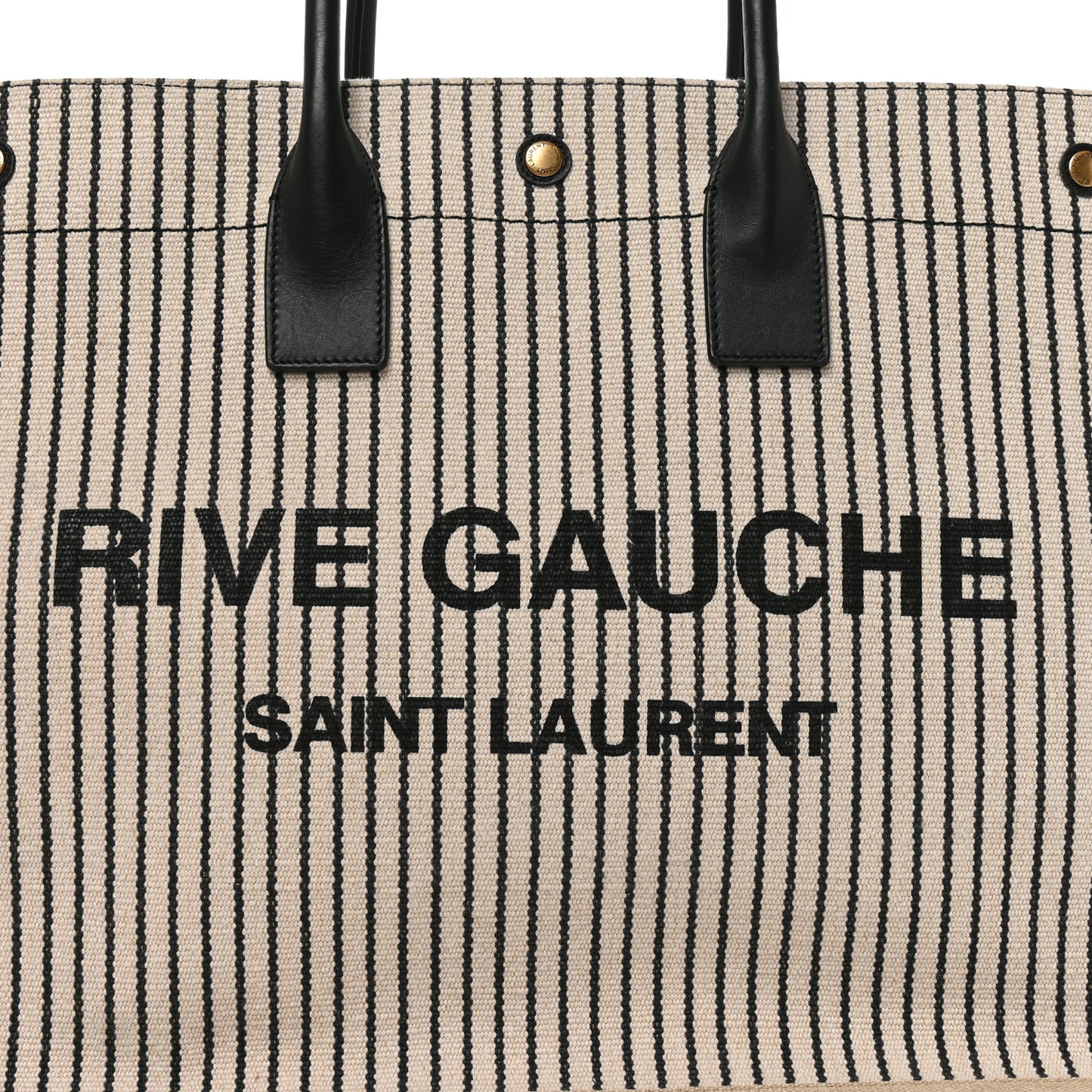 Linen Calfskin Rive Gauche Tote Natural Black