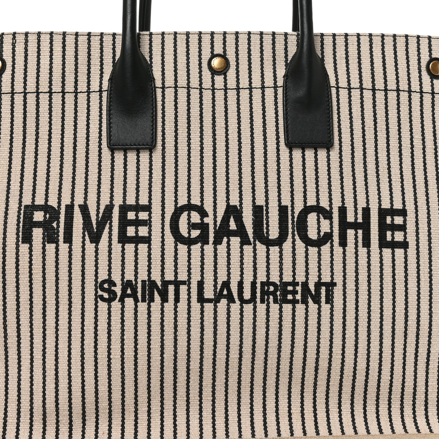 Saint Laurent Linen Calfskin Rive Gauche Tote Natural Black 6 of 10