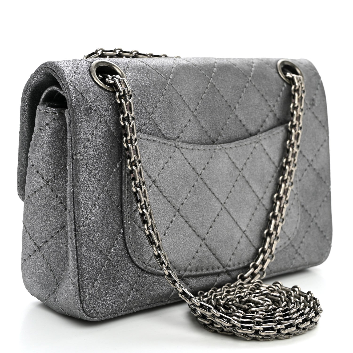 Chanel Metallic Calfskin Quilted Lucky Charms 2.55 Reissue 224 Flap Dark Silver 3 of 10