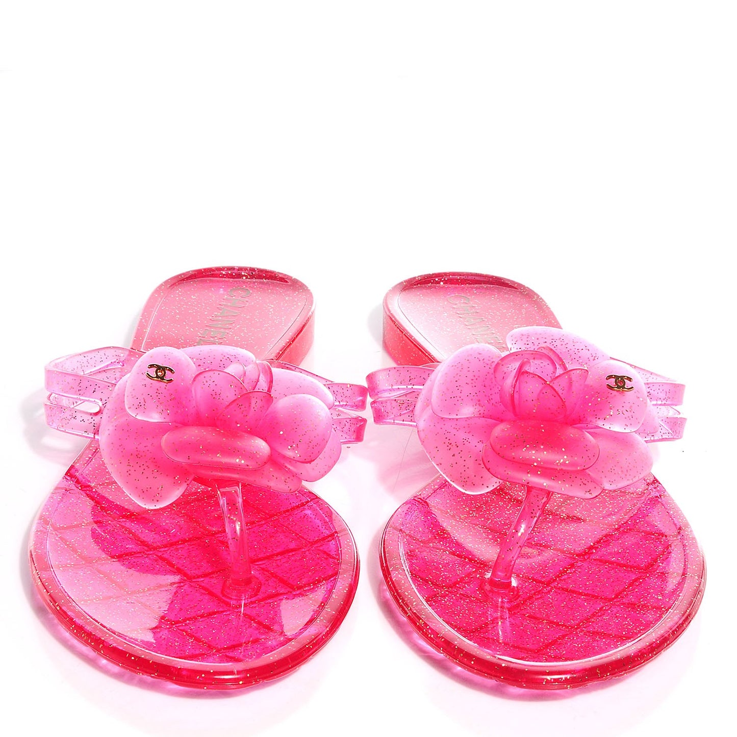 Jelly Camellia Glitter Thong Sandals Pink 38