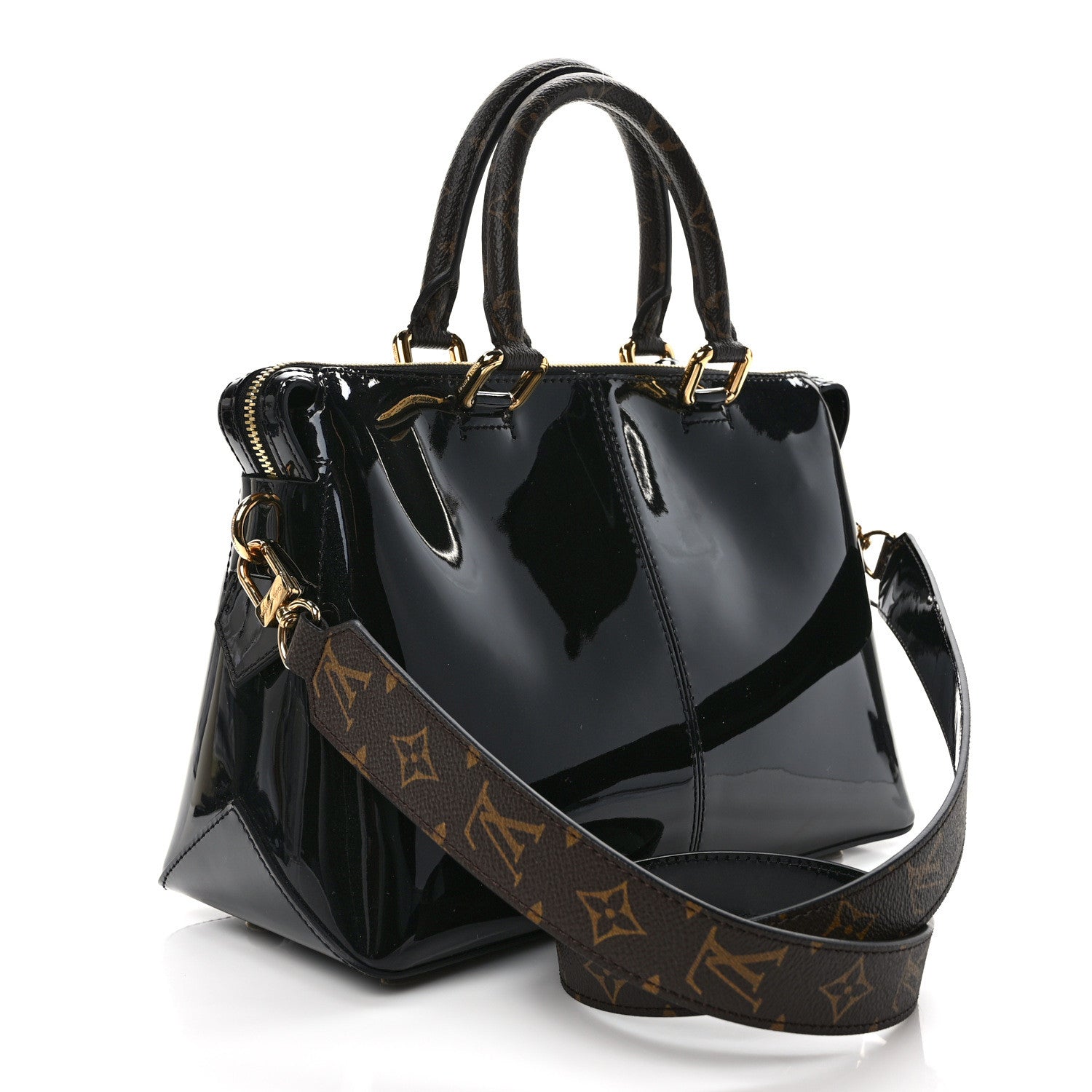 Louis Vuitton Patent Calfskin Miroir Tote Black 2 of 9