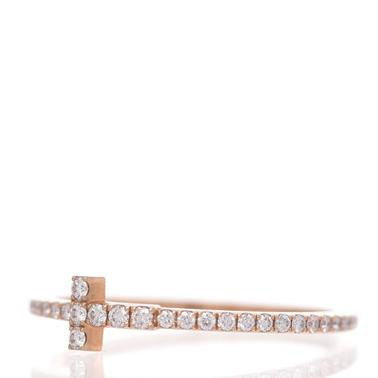 Tiffany 18K Rose Gold Diamond T Wire Pave Ring 58 8.25 3 of 5
