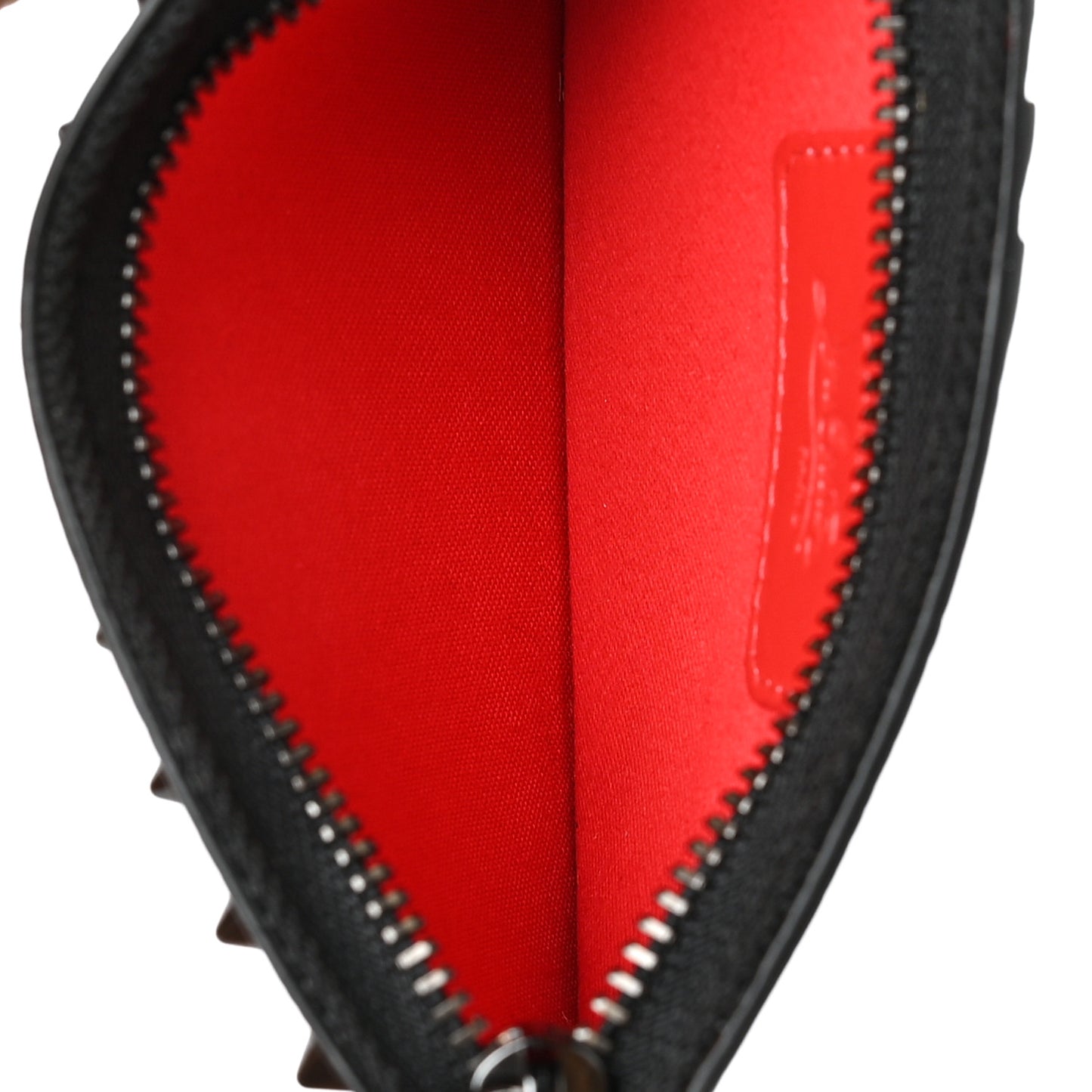 Grained Calfskin Spikes Zip Card Holder Black