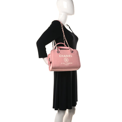 Chanel Canvas Deauville Small Bowling Bag Pink 2 of 9