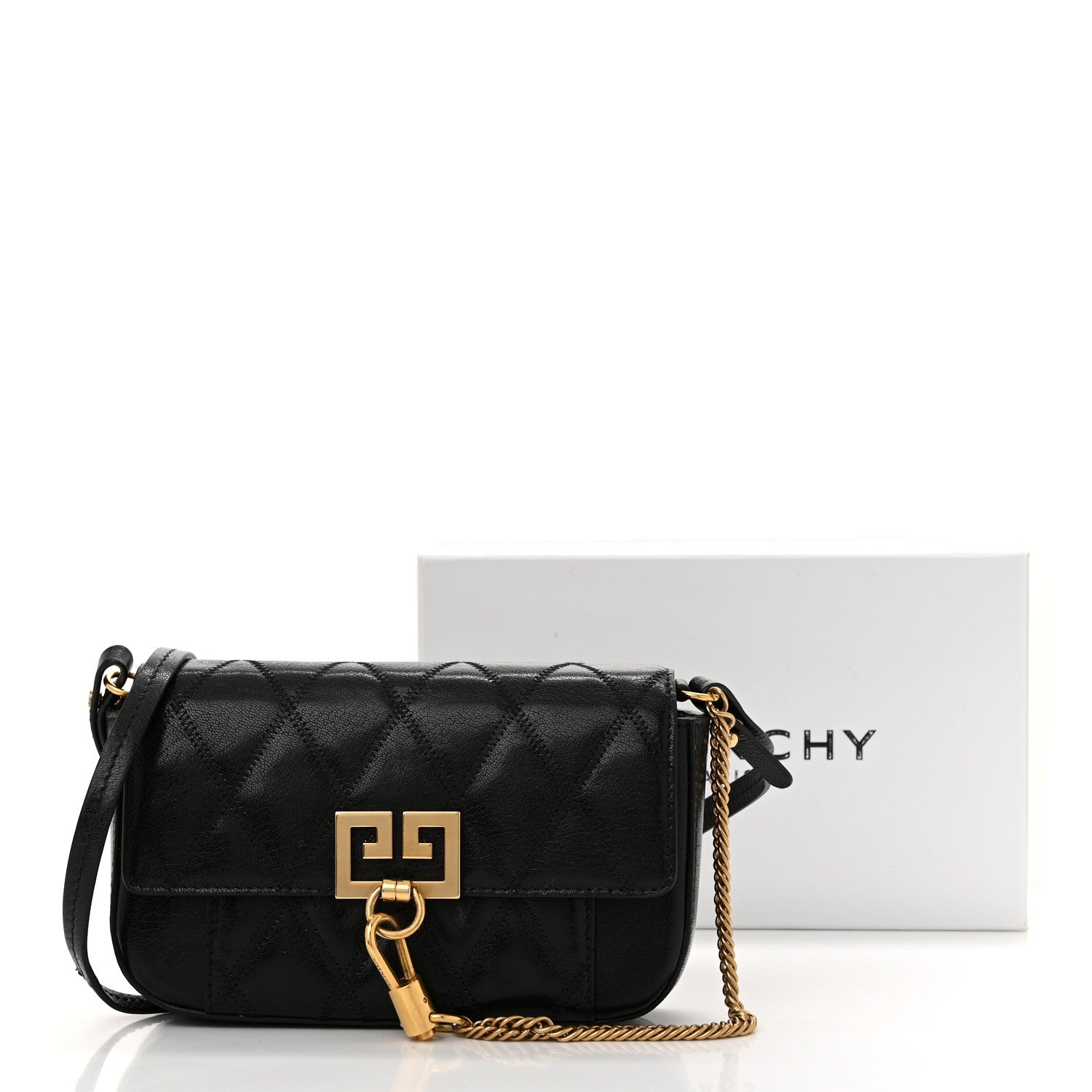 Givenchy Goatskin Quilted GV3 Mini Pocket Convertible Bag Black 10 of 10