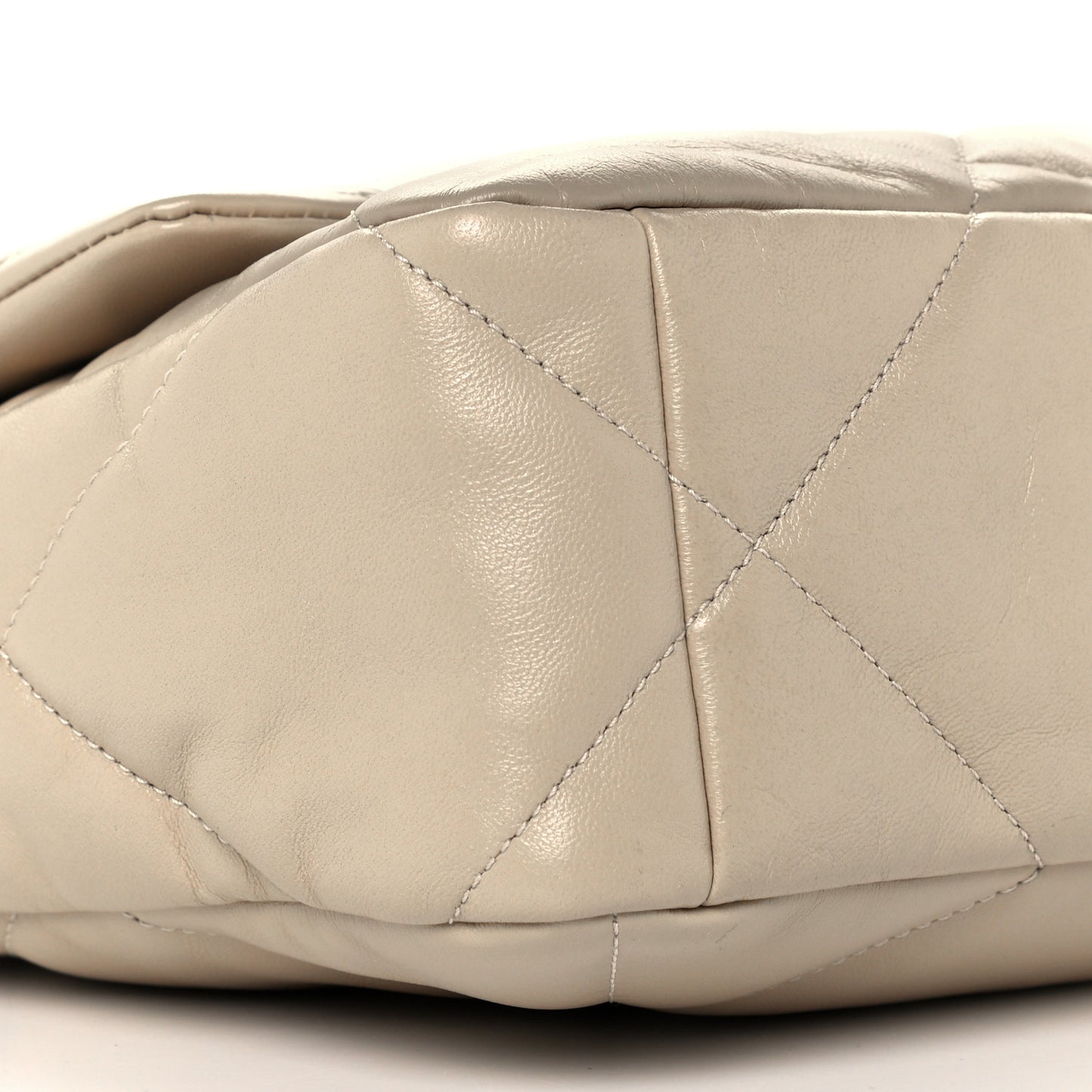 Lambskin Quilted Large Chanel 19 Flap Beige
