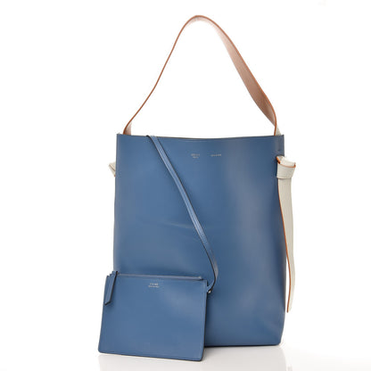 Celine Shiny Smooth Calfskin Small Twisted Cabas Washed Blue Black 6 of 10