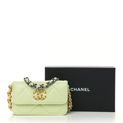 Chanel Lambskin Quilted Chanel 19 Clutch With Chain Light Green 13 of 13