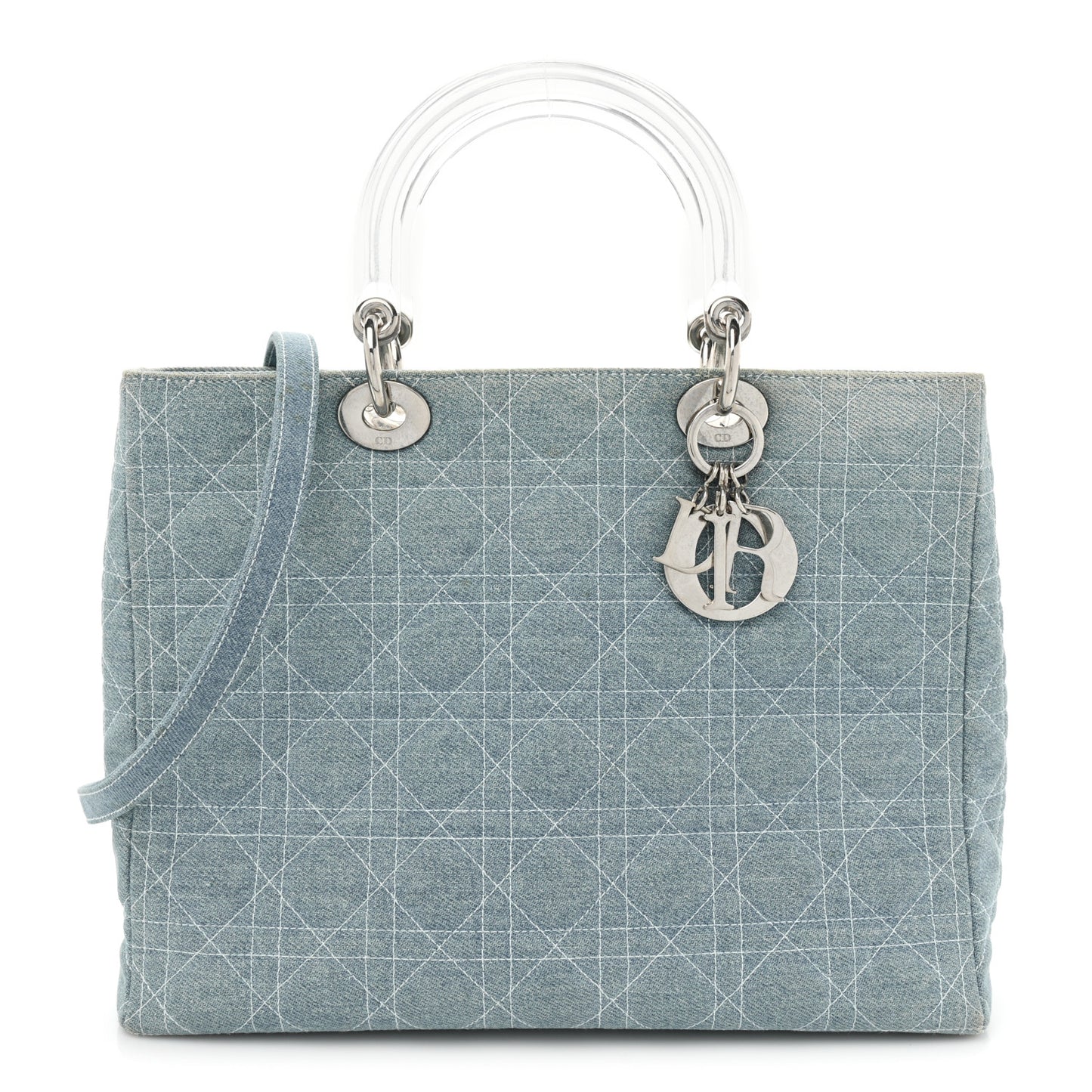 Denim Cannage Large Lady Dior Light Blue