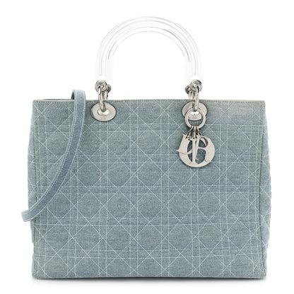 Christian Dior Denim Cannage Large Lady Dior Light Blue 1 of 19
