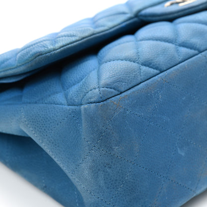 Chanel Iridescent Caviar Quilted Jumbo Double Flap Blue 9 of 21